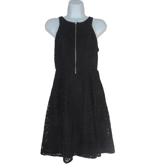 Express Dresses & Skirts - Express Black Lace Fit and Flare Dress with Front Zipper